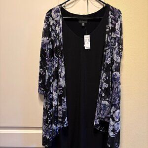 Women's Dress Barn Dress - Size 14W - Black with flowered shawl